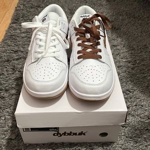 Dybbuk white leather sneakers with snakeskin dice. Size 11.